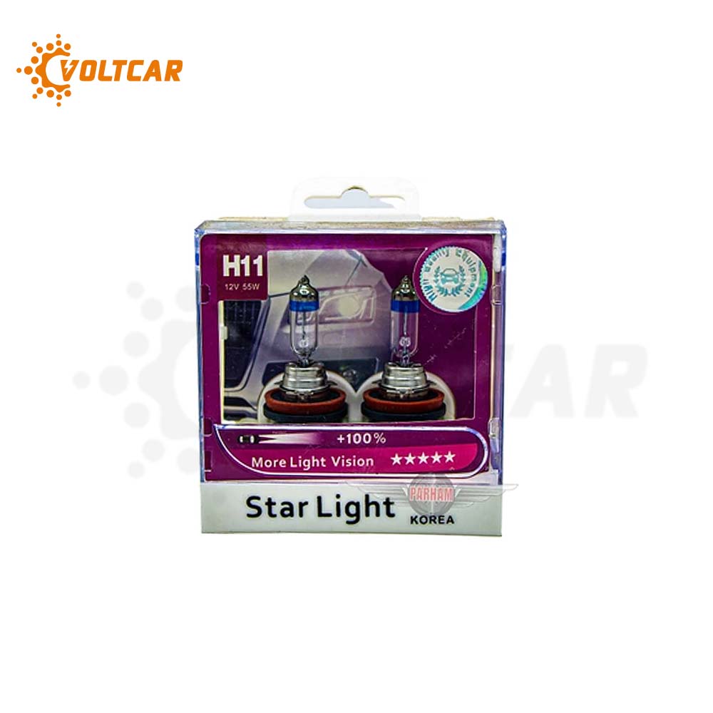 لامپ H11 استارلایت افزایشی 150 درصد 12 ولت 55 وات موجود در ولتکار و دیجی کالا