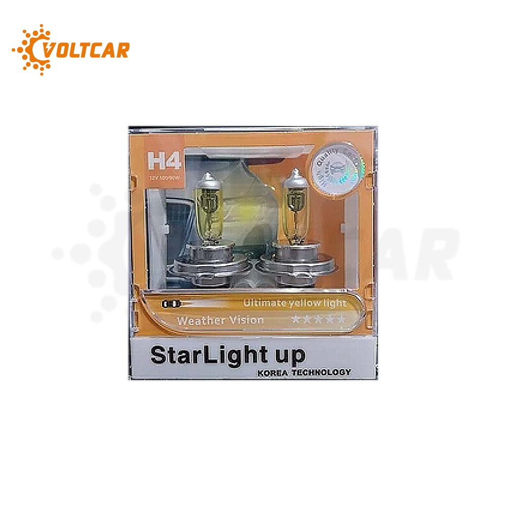 لامپ سه خار 12 ولت 100/90 وات H4 استارلایت زرد